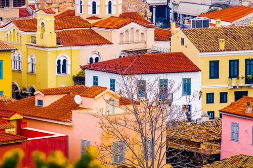 Colourful houses in Athens