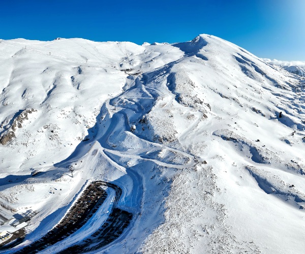 Mount Parnassos at winter ski slopes