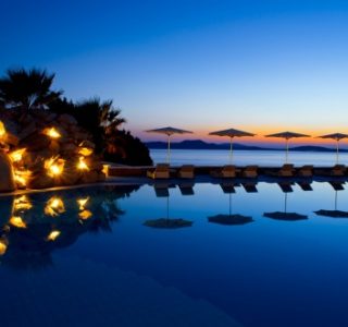 Grand Hotel Mykonos pool at night