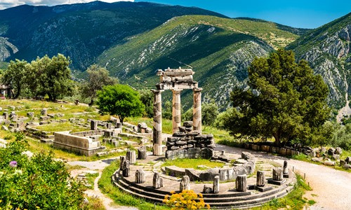 Temple of Athena Pronaia at Delphi in Greece
