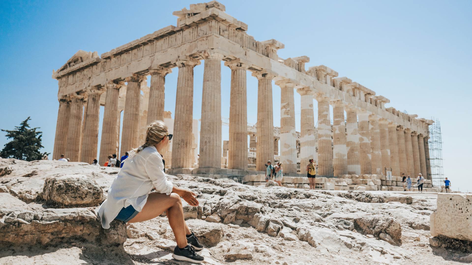 Woman looking at Acropolis