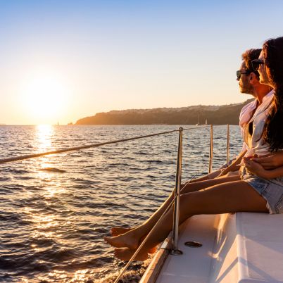 Sunset sailing in Santorini