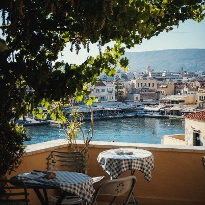 View of Chania old town from a restaurant