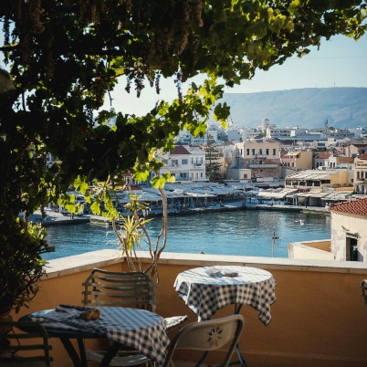 View of Chania old town from a restaurant
