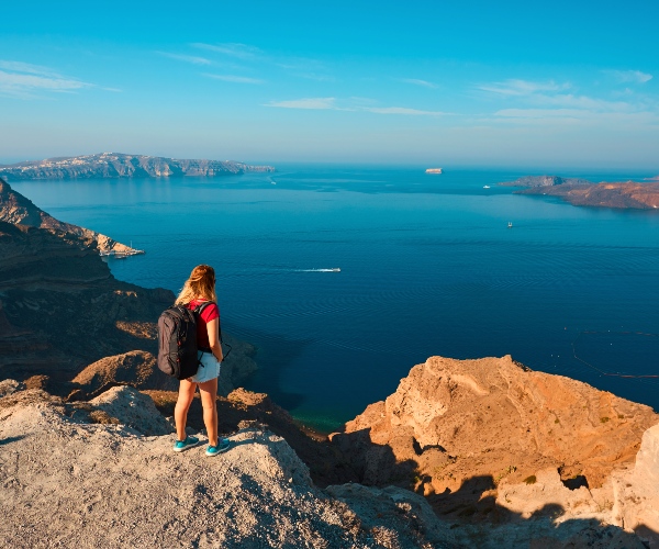 Santorini hiker