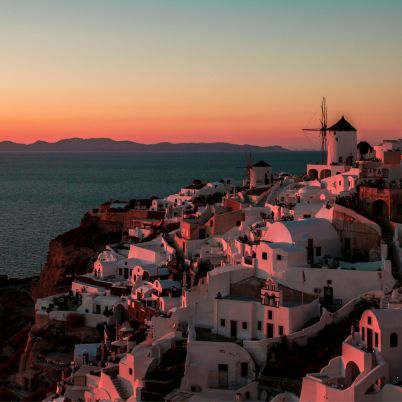 Fiery sunset in Santorini