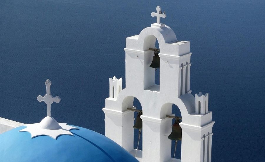 Blue domed church in Firostefani