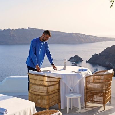 Waiter making a table