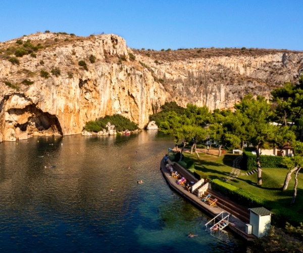 People swimming in Lake Vouliagmeni