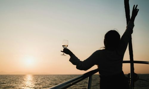 Sunset Catamaran Cruise moments in Santorini