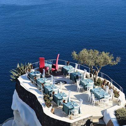 Restaurant tables with sea view