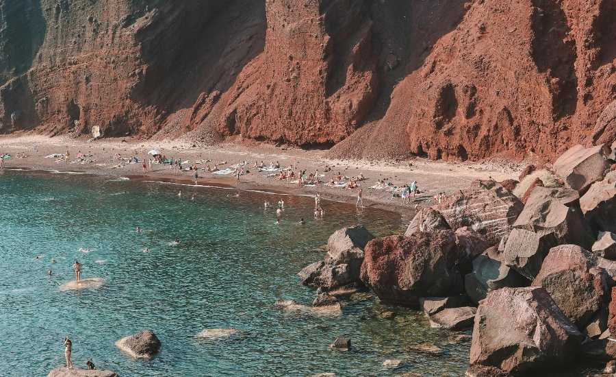 Volcanic beach in Santorini