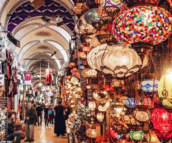 Colourful lights at Istanbul's Grand Bazaar