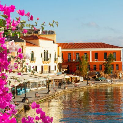 Panoramic views over the old harbour of Chania